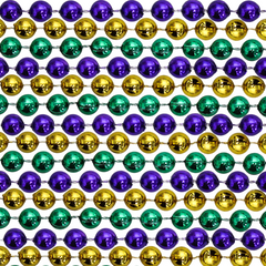 100" 18mm Round Metallic Purple, Gold and Green Mardi Gras Beads