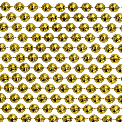 48" 18mm Round Metallic Gold Mardi Gras Beads
