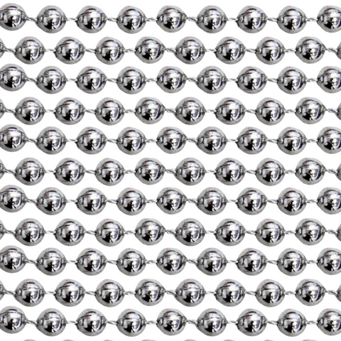 48" 18mm Round Metallic Silver Mardi Gras Beads