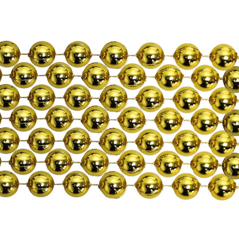 60" 18mm Round Metallic Gold Mardi Gras Beads