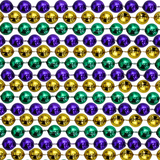 72" 18mm Round Metallic Purple, Gold and Green Mardi Gras Beads