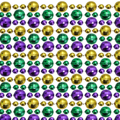 48" 20mm with 10mm Globe Metallic Purple, Gold and Green Mardi Gras Beads