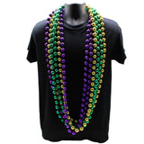 60" 20mm Round Metallic Purple, Gold and Green Mardi Gras Beads