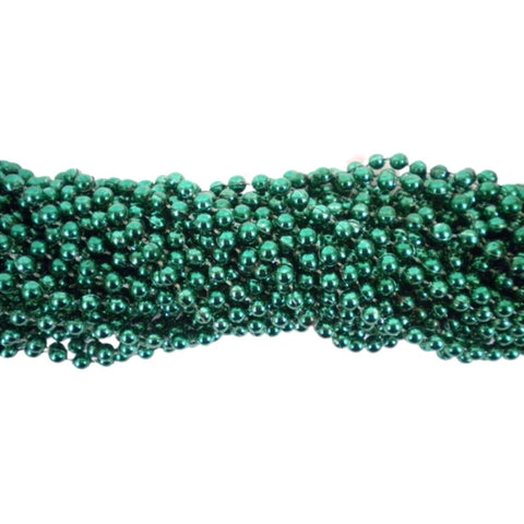 33" Round Metallic Dark Green Mardi Gras Beads - Case (60 Dozen)