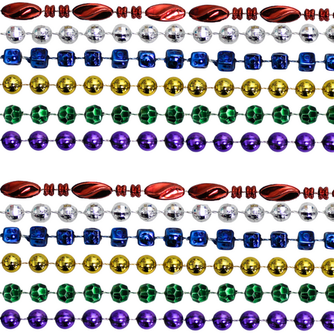 42" Mix 6 Styles, Metallic 6 Color Beads