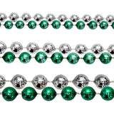 48" Mix 8mm/10mm/12mm Metallic Green and Silver Mardi Gras Beads (20 Dozen)