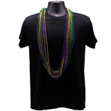 48" Swirl Metallic Purple, Gold and Green Mardi Gras Beads - Case (25 Dozen)
