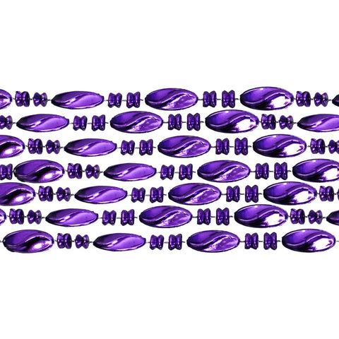 48" Swirl Metallic Purple Mardi Gras Beads - Case (25 Dozen)
