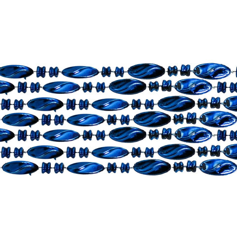 48" Swirl Metallic Royal Blue Mardi Gras Beads - Case (25 Dozen)