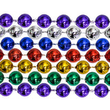 42 inch 7mm Round Metallic 6 Color Mardi Gras Beads - Case (20 Dozen)