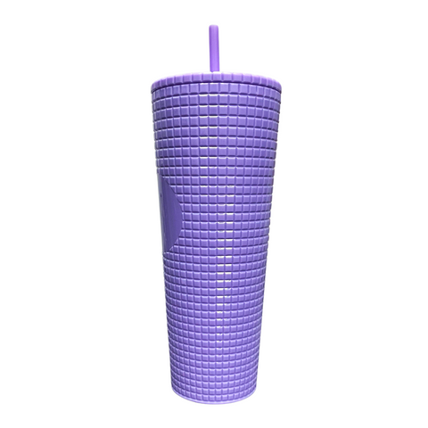 24oz Purple Faceted Tumbler with Lid and Straw (Each)