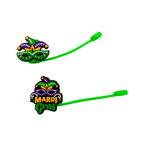 Mardi Gras Silicone Straw Topper (Pack of 2)