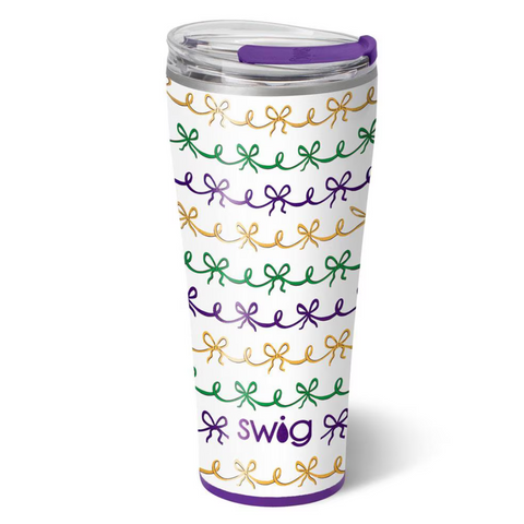 SWIG Mardi Gras Bows Tumbler 32 oz (Each)