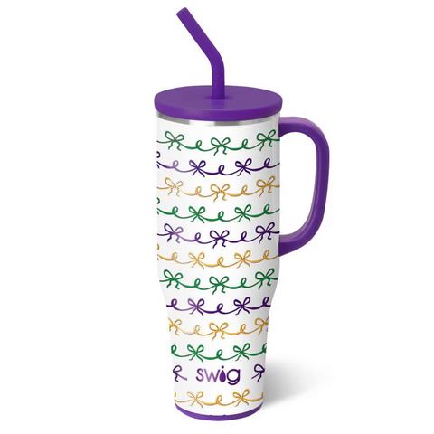 SWIG Mardi Gras Bows Mega Mug 40 oz (Each)