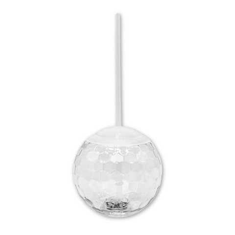20oz LED Disco Ball Glass with Lid and Straw (Each)