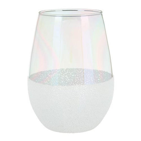 20oz Stemless Wine Glass - White Beads (Each)