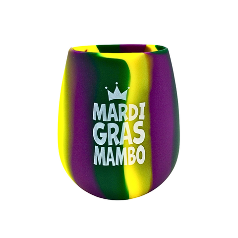 12oz Mardi Gras Mambo Silicone Stemless Wine Glass (Pack of 6)