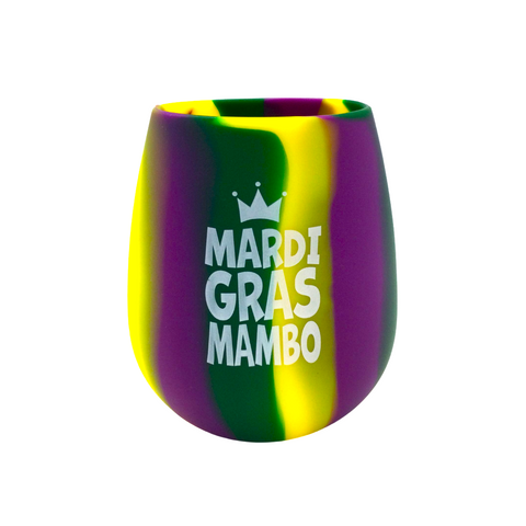 12oz Mardi Gras Mambo Silicone Stemless Wine Glass (Pack of 6)