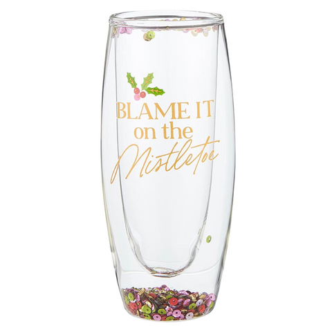 8 oz Double-Wall Champagne Glass - Blame It On The Mistletoe (Each)