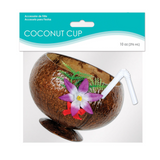 Luau Coconut Cup - with Flower & Straw (Each)