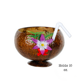 Luau Coconut Cup - with Flower & Straw (Each)