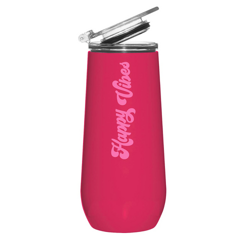 12oz Champagne Tumbler Happy Vibes (Each)