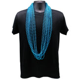 48" 10mm Round Metallic Turquoise Mardi Gras Beads