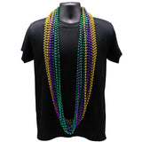 60" 10mm Round Metallic Purple, Gold and Green Mardi Gras Beads