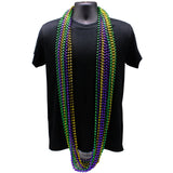72" 10mm Round Metallic Purple, Gold and Green Mardi Gras Beads