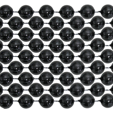 48" 12mm Round Black Mardi Gras Beads