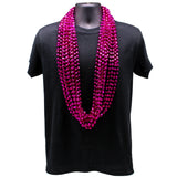 48" 12mm Cut Metallic Hot Pink Mardi Gras Beads