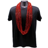 48" 12mm Cut Metallic Red Mardi Gras Beads