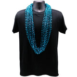 48" 12mm Cut Metallic Turquoise Mardi Gras Beads