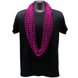 48" 12mm Round Metallic Hot Pink Mardi Gras Beads