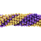 48" 12mm Round Metallic Purple and Gold Mardi Gras Beads