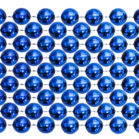 48" 12mm Round Metallic Royal Blue Mardi Gras Beads