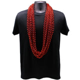 48" 12mm Round Metallic Red Mardi Gras Beads