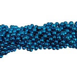 48" 12mm Round Metallic Turquoise Mardi Gras Beads