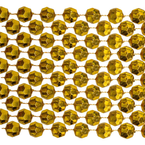 60" 12mm Cut Metallic Gold Mardi Gras Beads  - Dozen (12 necklaces)