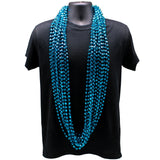 60" 12mm Cut Metallic Turquoise Mardi Gras Beads