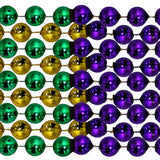 60" 12mm Round Metallic Purple, Gold and Green 6/3 Mardi Gras Beads