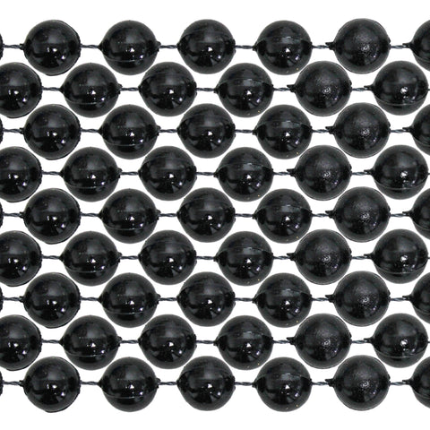 72" 12mm Round Black Mardi Gras Beads