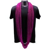 72" 12mm Round Metallic Hot Pink Mardi Gras Beads