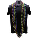 72" 12mm Round Metallic Purple, Gold and Green Mardi Gras Beads