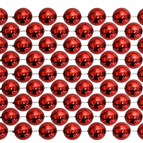 72" 12mm Round Metallic Red Mardi Gras Beads