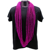 60" 14mm Round Metallic Hot Pink Mardi Gras Beads