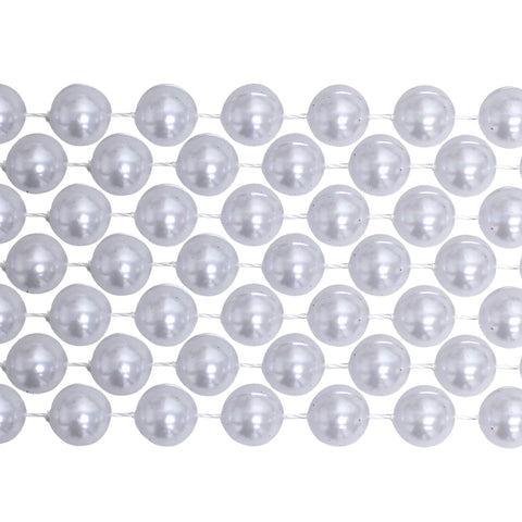 60" 14mm Round Pearl White Mardi Gras Beads