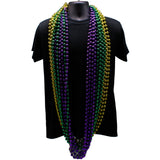 72" 14mm Round Metallic Purple, Gold and Green Mardi Gras Beads