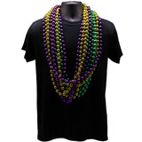48" 16mm Round Metallic Purple, Gold and Green Mardi Gras Beads