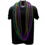 60" 16mm Round Metallic Purple, Gold and Green Mardi Gras Beads